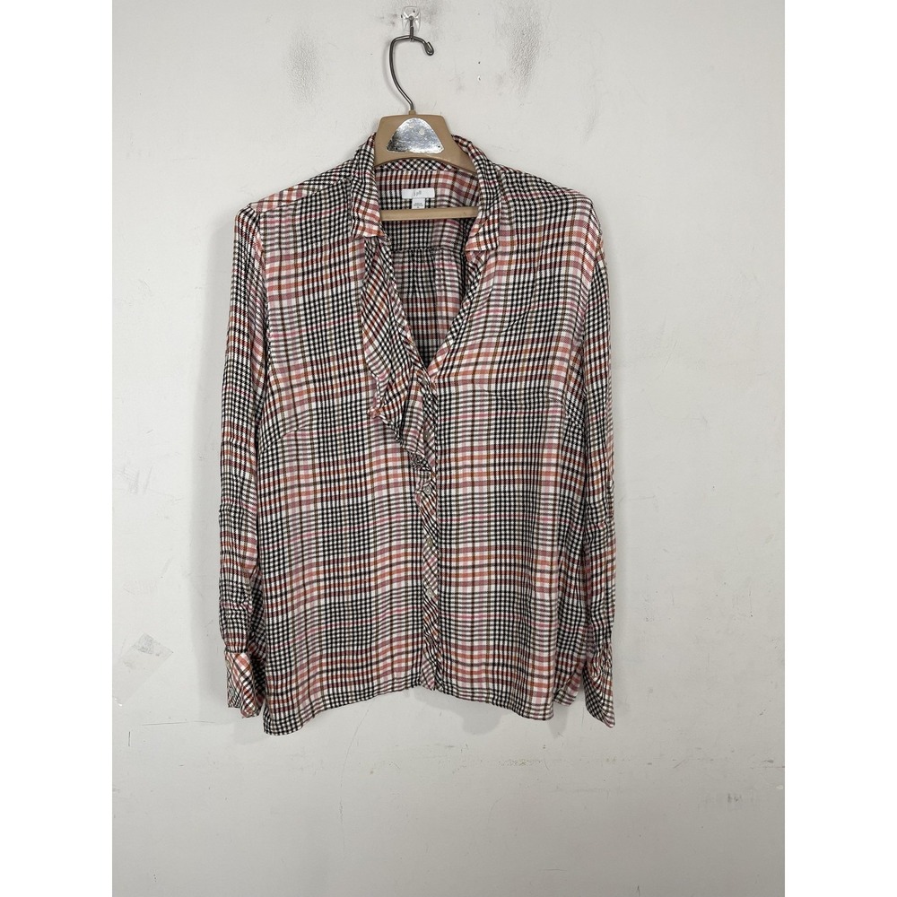 J Jill Shirt Womens XL Rustic Plaid Flannel Button Up Fall Preppy Old Money